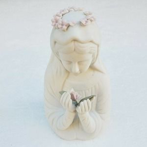 Vintage Figurines Porcelain Bisque Madonna White
